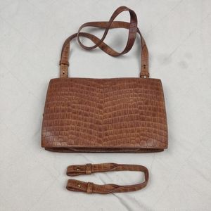 Nanushka Purse Croc Embossed Tan Vegan  Leather Convertible Crossbody Mini Bag